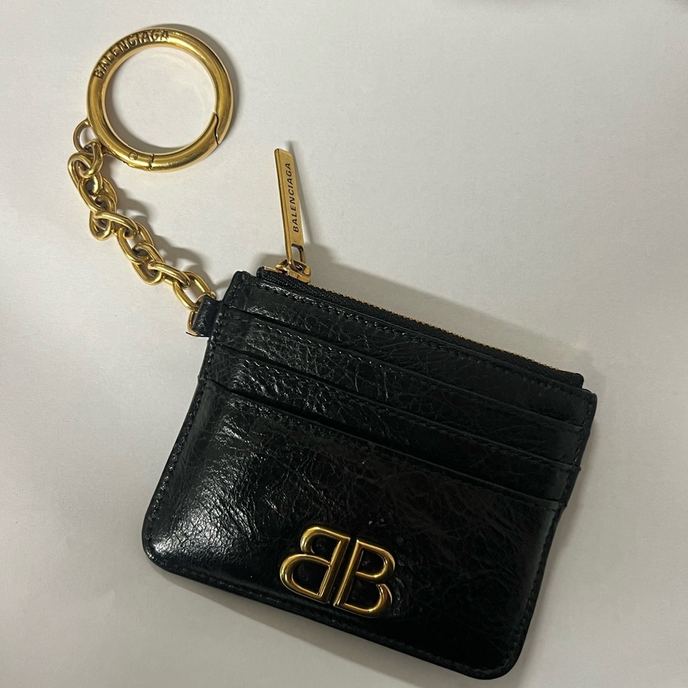 Balenciaga Monaco Leather Cardholder on a Keychain